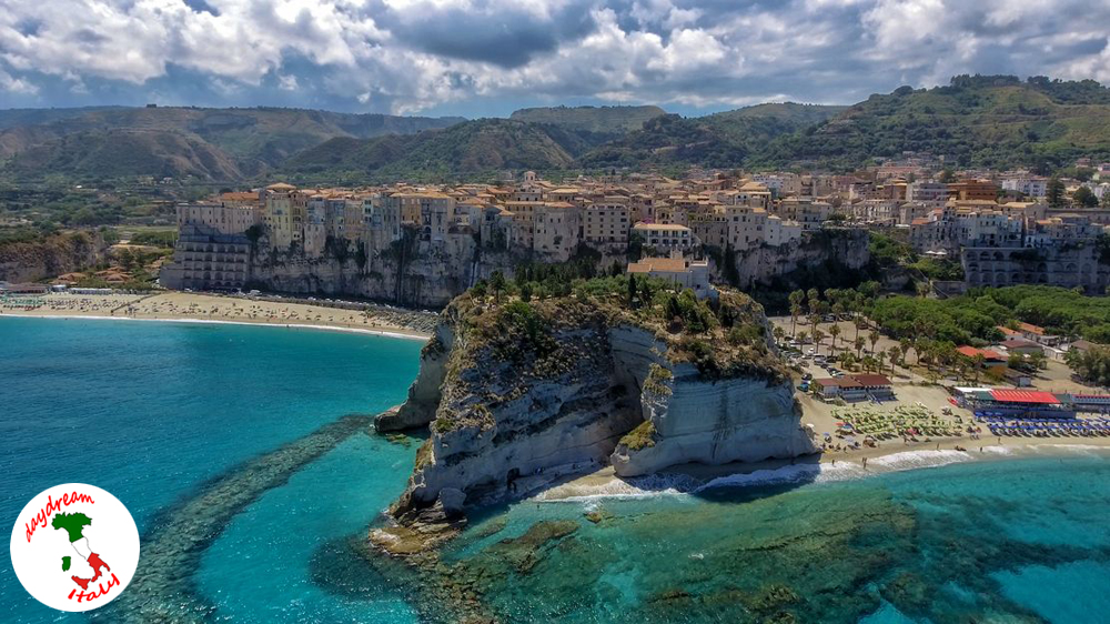 panoramic aerial view of tropea in italy